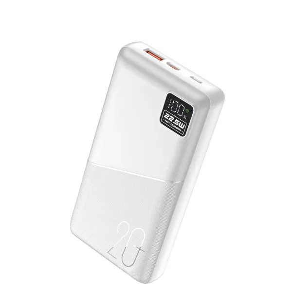 پاوربانک 20000MAH TYPE-C USB A و MICRO با صفحه نمایش دیجیتال - سفید - برند پرودو Porodo