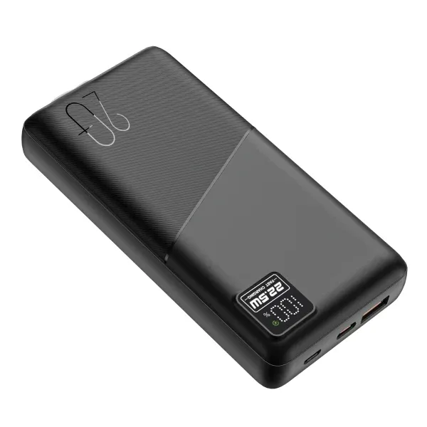 پاوربانک 20000MAH TYPE-C USB A و MICRO با صفحه نمایش دیجیتال - مشکی - برند پرودو Porodo