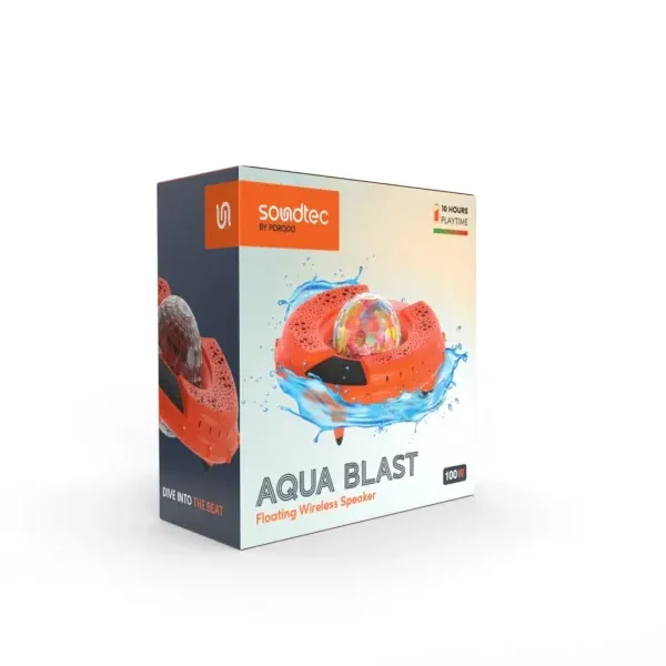 7 SOUNDTEC DISCO LED LIGHT بلندگوی شناور ضد آب 100W IP6 - نارنجی - برند پرودو Porodo