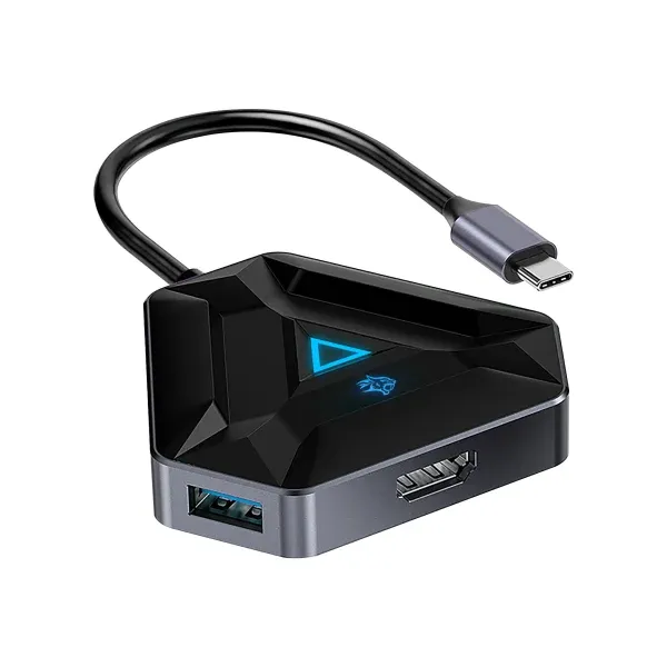 6IN1 USB-C HUB TYPE-C PD 100W HDMI USB SD MICROSD - مشکی - برند پرودو گیمینگ Porodo gaming