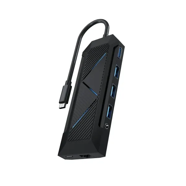 RGB 9 IN 1 USB-C HUB GAMER'S EDITION PD 100W - BLACK - برند پرودو گیمینگ Porodo gaming