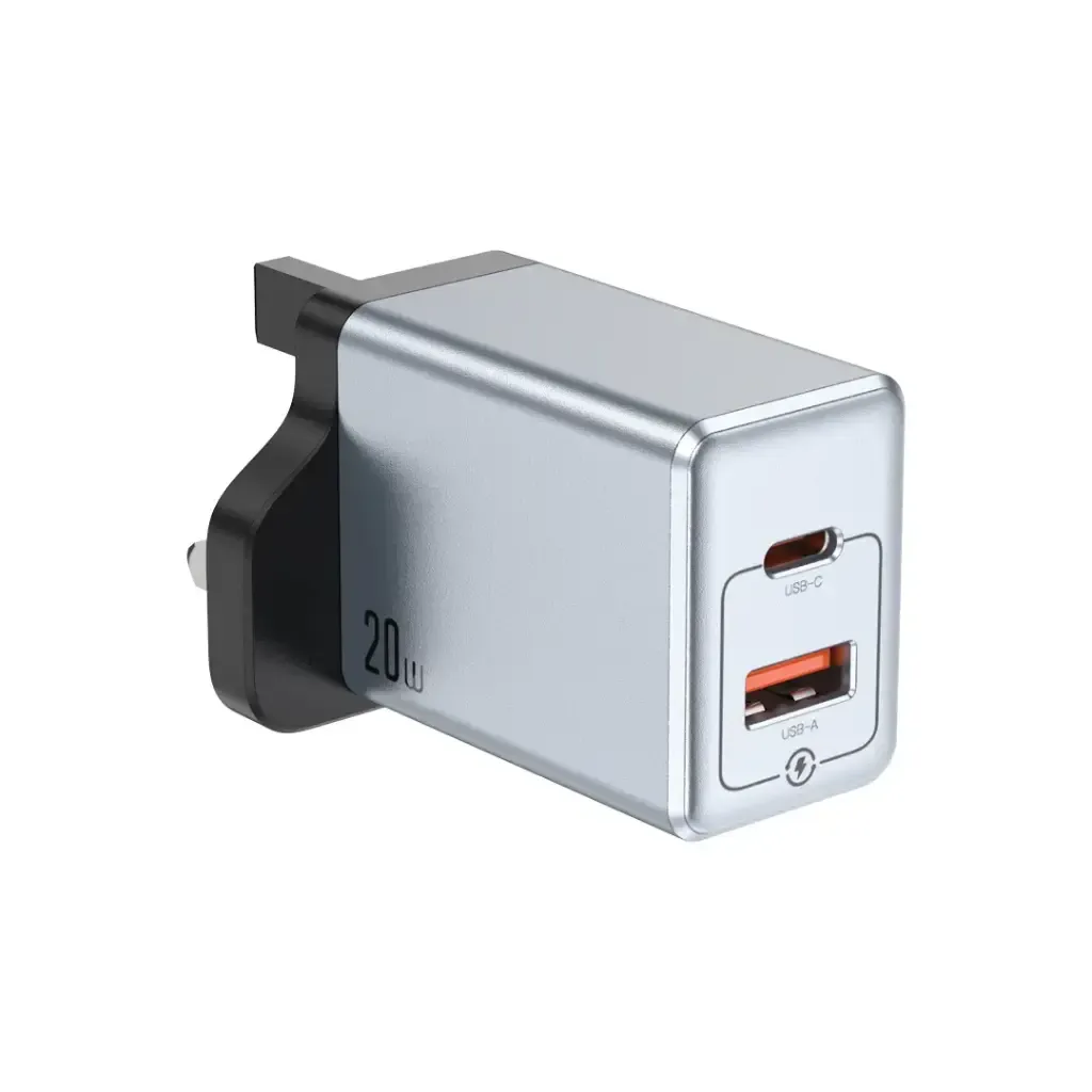 آداپتور 20 وات پرمیوم گرین لاین مدل GNPD20W2UK رنگ خاکستری