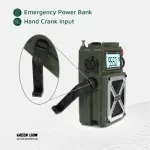 پاوربانک و اسپیکر و رادیو گرین لاین مدل GNVRADIOBTGN خورشیدی رنگ سبز