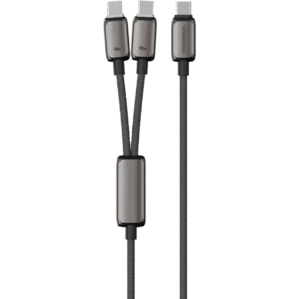 کابل دو سر USB-C پاورولوژی مدل PWDC100D رنگ خاکستری