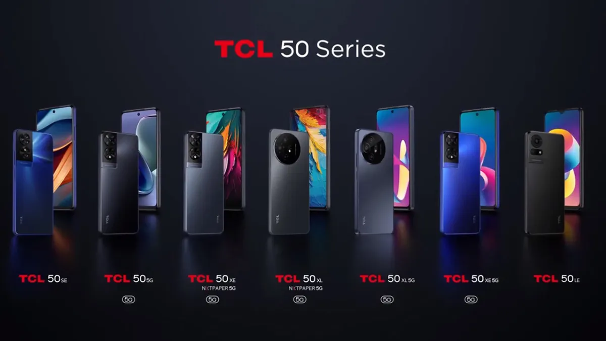 نمایی از گوشی های جدید سری ۵۰ برند TCL در نمایشگاه CES 2024