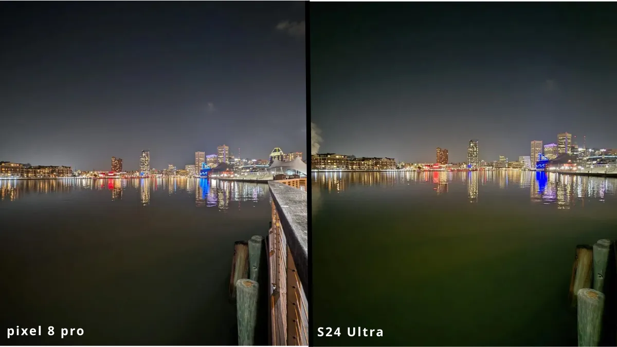 مقایسه عکاسی شب اس 24 اولترا و پیکسل 8 پرو