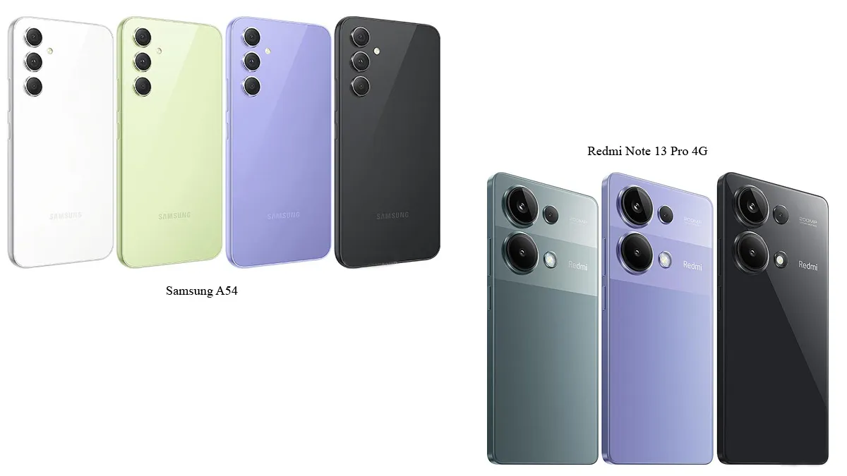 مقایسه طراحی A54 و Redmi Note 13 Pro 4G