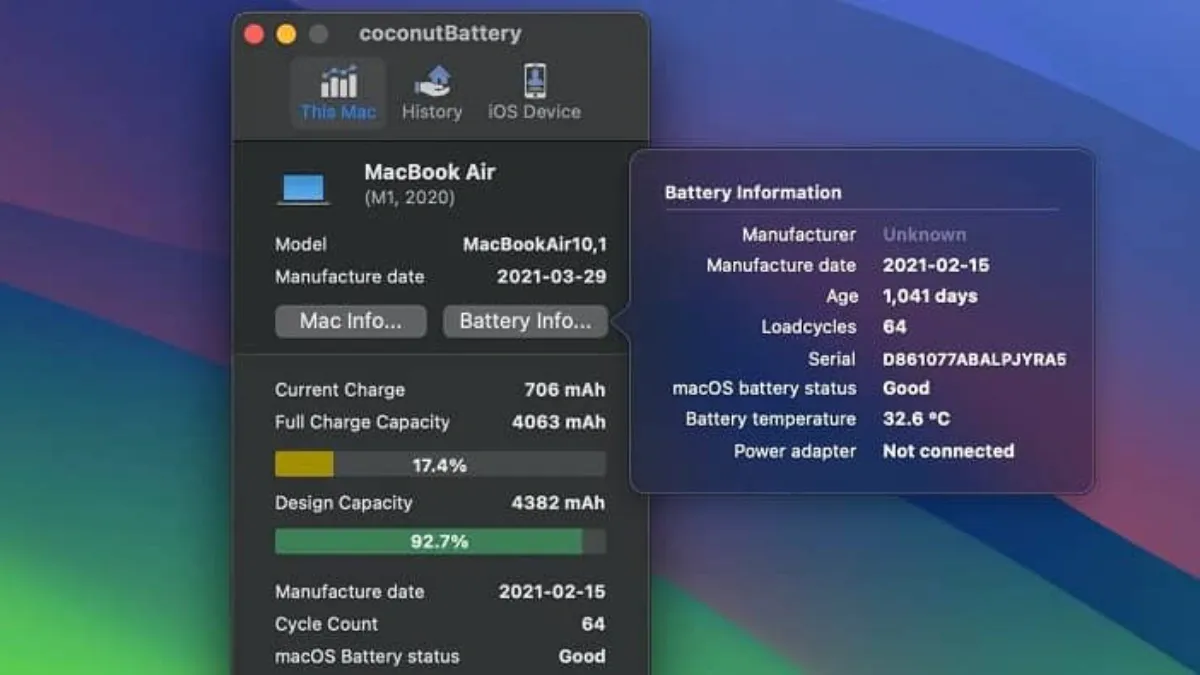 نرم افزار coconutbattery