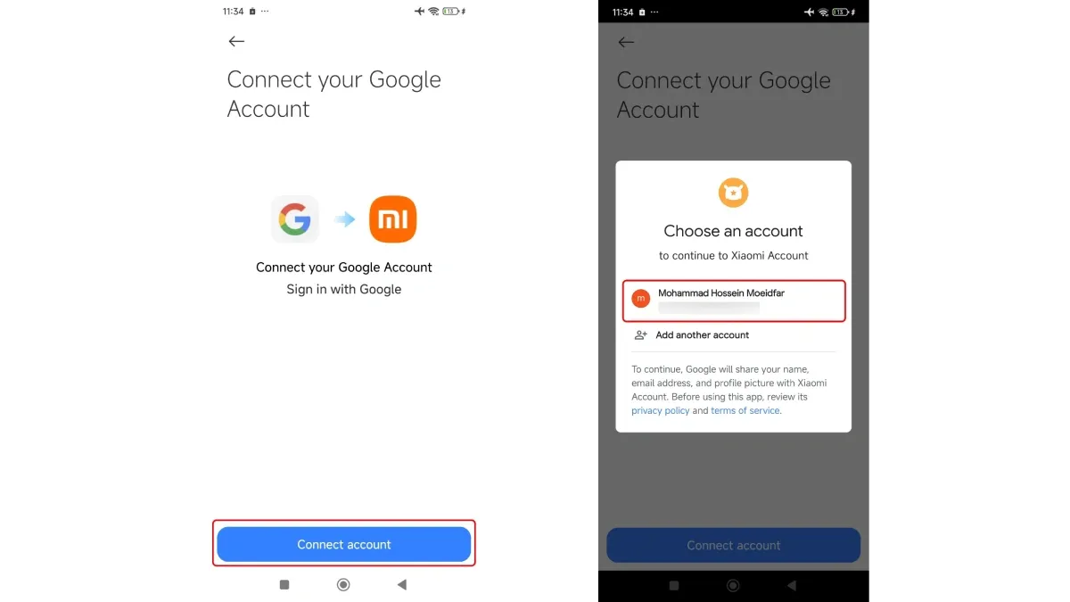 اتصال اکانت شیائومی به گوگل