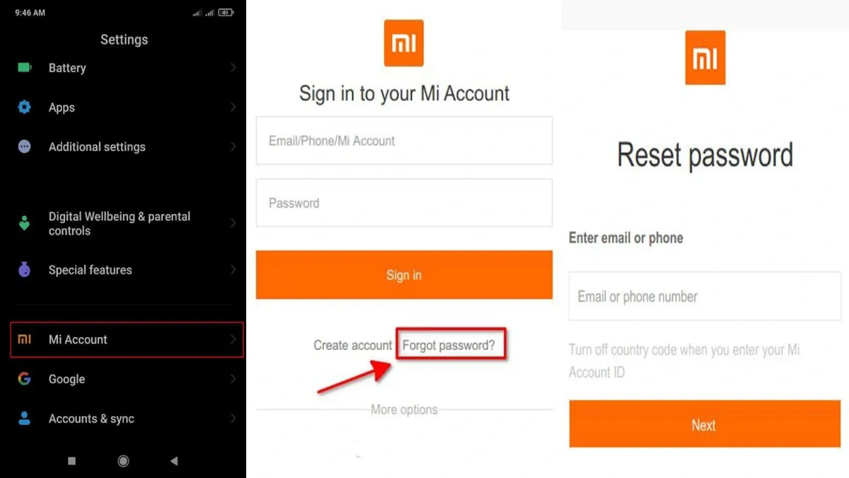 بازیابی پسورد اکانت شیائومی