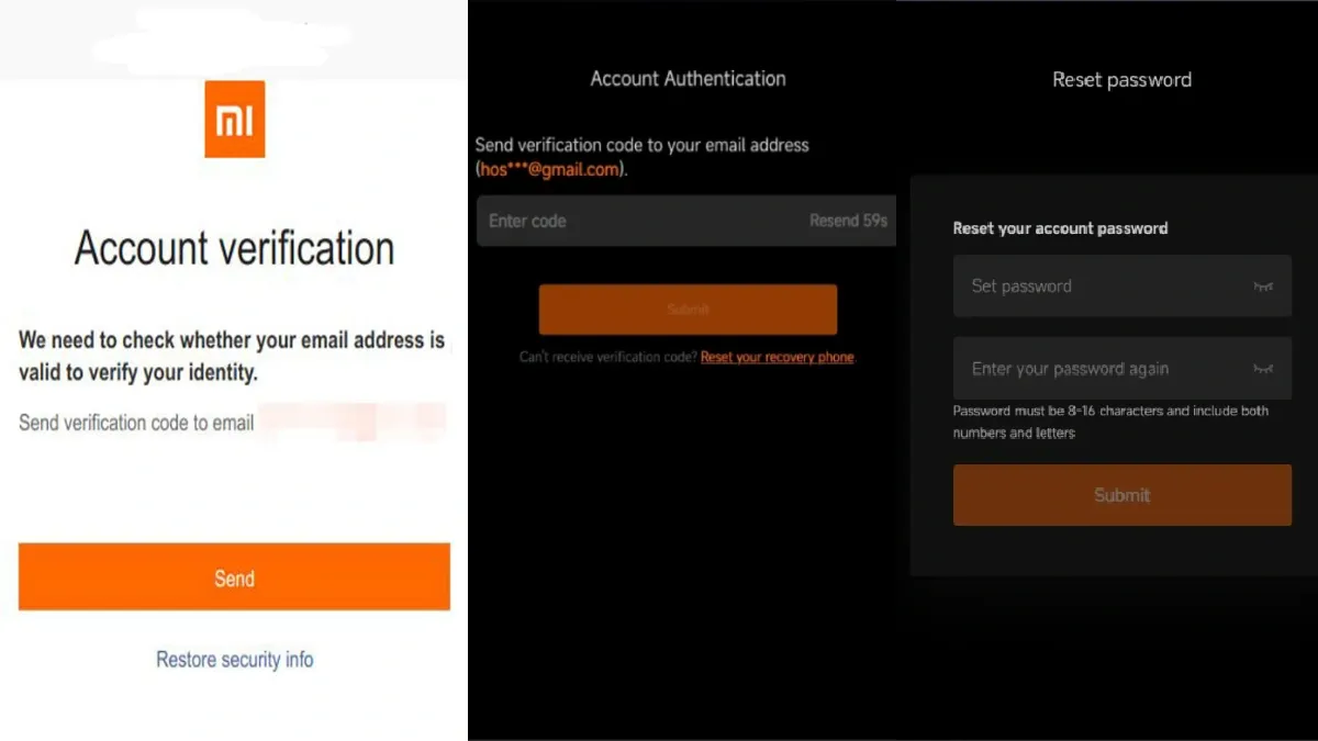 بازیابی پسورد اکانت شیائومی