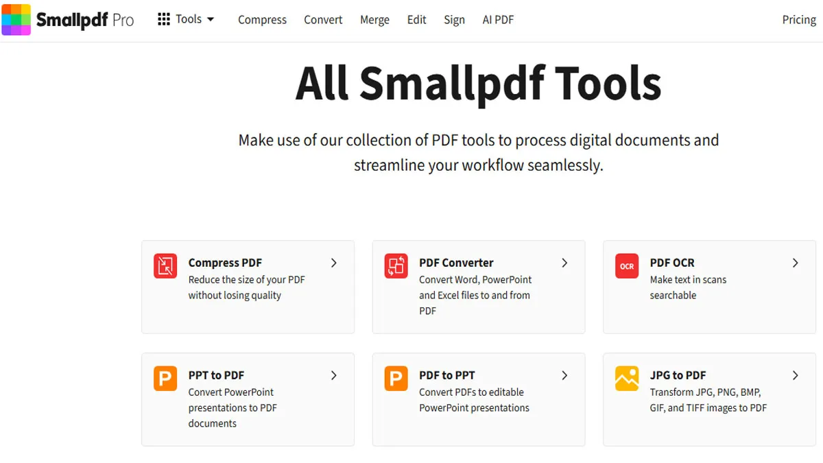 وبسایت SmallPDF تبدیل پی دی اف به متن