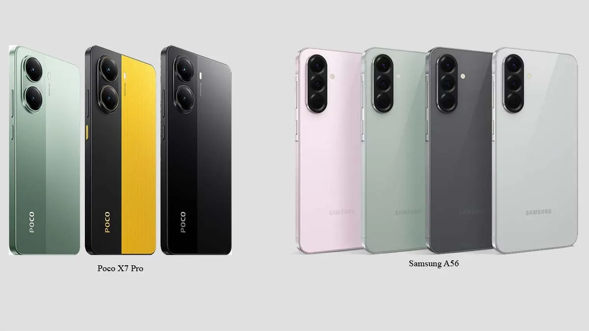 مقایسه طراحی A56 و Poco X7 Pro