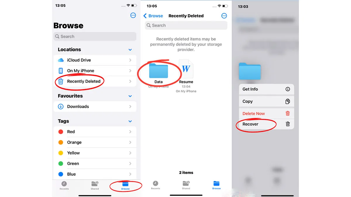 سطل زباله در گوشی‌های آیفون (iPhone)
