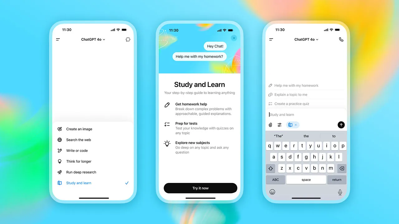 Study Mode وارد می‌شود!