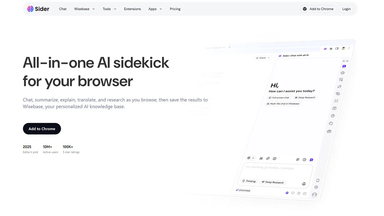 ۳. افزونه Sider؛ دستیار بی‌رقیب برای مطالعه، پژوهش و دانشگاه